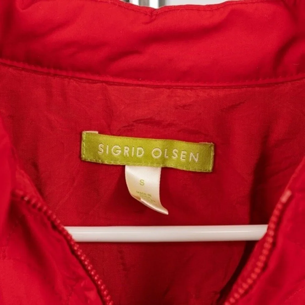 Sigrid Olsen quilted red jacket size S